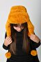 Saffron Plush Furry Headband Pompom Girls' Beanie Hat - 4