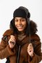 Black Faux Leather Pilot Women's Hat with Headphones - 3