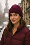 Purple Wool Ribbed Women's Beret