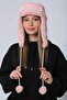 Pink Faux Fur Plush Women's Beanie Hat with Headphones - 4