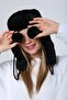 Black Faux Fur Plush Women's Beret Hat with Earmuffs - 4