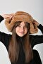 Camel Plush Fur Girl's Beret Hat with Headphones and Snap Fasteners - 8