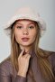 Beige Soft Textured Plush Bucket Women's Hat - 5
