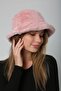 Pink Soft Textured Plush Bucket Women's Hat - 6