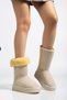 Beige Suede Long Boots with Fur Inside Thick Sole Women's Boots - 2