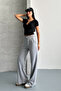 Women's Gray Two Thread Elastic Waist Loose Wide Leg Sweatpants - 4