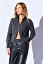 Soft Textured Zippered Women's Knitwear Cardigan Anthracite |   Mkw539427-01 - 3