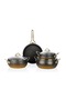 Caldora 7 Piece Granite Casserole Cookware Set with Black Gold Handles - 20/24/26 Deep /26 Casserole Pan - 2