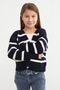 100% Cotton Striped Buttoned Girls' Knit Cardigan - 3