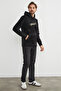 Text Embroidered Kangaroo Pocket Hooded Fleece Sweatshirt Hoodie - 3