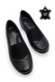 Daily Women's Black Genuine Leather Comfort Full Orthopedic Wedge Heeled Mother Shoes - 2
