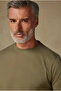 Easy Combed Cotton Comfort Fit Khaki Crew Neck Men's Plain T-Shirt - 7