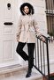 Zippered Hooded Coat Beige 19270