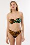 4600 Coffee Pattern Strapless Bikini Set