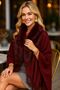 Burgundy Furry Tasseled Women's Poncho
