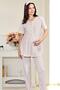 Maternity Short-Sleeved Pajama Set with Embroidery Details, Hospital Discharge, Breastfeeding, Buttoned, Sizes 24-55