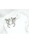 Women's Silver Color Long Bow Model Earrings – Curved, Sparkling and Feminine - 2