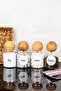 4-Piece Wooden Ball Jar with Lid Set Tea Sugar Coffee Salt Label Storage Container Jar 800ml - 2