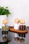 3-Piece Glass Jar Set with Wooden Stand Wooden Ball Lid Jar Set Spice Shaker 300 ml - 2