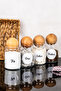 4-Piece Wooden Ball Jar with Lid Set Tea Sugar Coffee Salt Label Storage Container Jar 800ml - 3