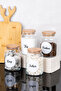 4-Piece Glass Jar with Bamboo Lid Tea Sugar Coffee Salt Storage Container Jar Set with Labels 800 ml