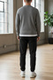 Cotton Men's Jogger Sweatpants Black Loose Fit Drawstring Pockets Soft Touch 3 Thread Oversize - 6
