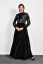 Shiny Velvet Dress with Lapel Neck 40239 - 2