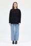 7045 Sleeve Knit Detail Stone Sweater Black - 2