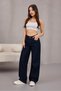 Women's Dark Navy Blue High Waist Wide Leg Palazzo Jean - 6