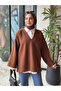 Buklet V-Neck Tunic - Brown - Wide Size Range - 4
