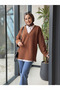 Buklet V-Neck Tunic - Brown - Wide Size Range - 6