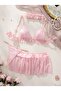 4-Piece Elegant Soft Chic Stretch Nightgown Set, Cotton Candy Color - 4