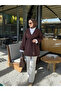 V-Neck Tunic with Belt - Brown - Large Size Range - 6