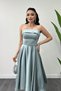 Satin Fabric Back Rope Detail Midi Dress - Mint Green - 4
