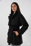 Women's Black Premium Midi Length Lined Cashmere Coat Hzl25W-Bd191571 - 4