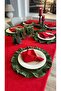 Aura 6 Pieces Stain-Resistant Green Ruffled Round American Serving Plate (Without Napkins) - 6