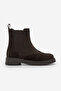 Women's Genuine Leather Elastic Side Band Bitter Brown Casual Boots Yestin Brown Suede - 3