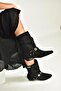 V380519002 Black Suede Flat Sole Comfortable Fit Women's Boots - 3