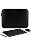 15-15.6 Inch Notebook Laptop Bag - Faux Leather MacBook Protective Case - Black (39X28.5 cm)