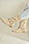 V380519002 Beige Suede Flat Sole Comfortable Fit Women's Boots - 4