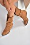 V404041002 Tan Suede Thick Heeled Women's Boots - 3