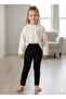 Button Detailed Ribbed Kids Knitwear Leggings