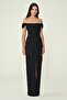 Off-Shoulder Evening Dress with Sequins - 2