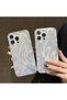 iPhone 14 Pro Max Silver Color Feather Patterned Side Silicone Shockproof Phone Case - 2