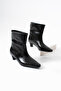 Ferga Women's Wrinkled Leather Boots Black - 4