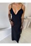 Black Long Strap Dress - 4