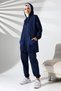 Women's Seasonal Combed Cotton Bottom Top Sports and Comfortable Navy Blue Hijab Set