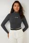 Women's Half Turtleneck Long Sleeve Ribbed Camisole Printed Blouse Body