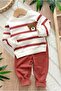 Snap-Shoulder Punch Teddy Bear Striped Baby Set, 2-Piece Bottom and Top, Transitional Months, 6-9-12 Months - 4