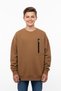 Crew Neck Boys' Sweatshirt with Pocket Zipper Detail